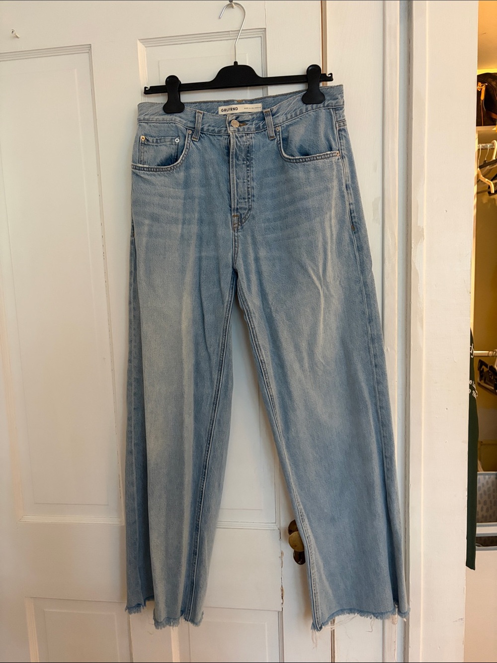 GRLFRND Faded Light Blue High-Rise Wide Leg Jeans